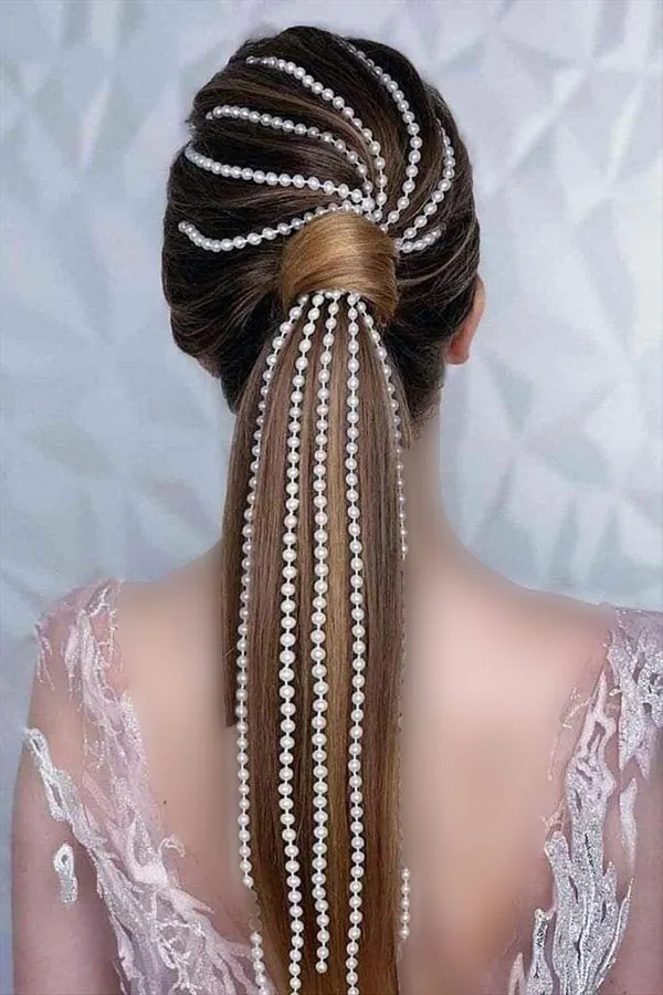 37 مدل موی دم اسبی شیک برای عروسی؛ ترکیب سادگی و لاکچری! 31 Stylish ponytail hairstyle for wedding 29