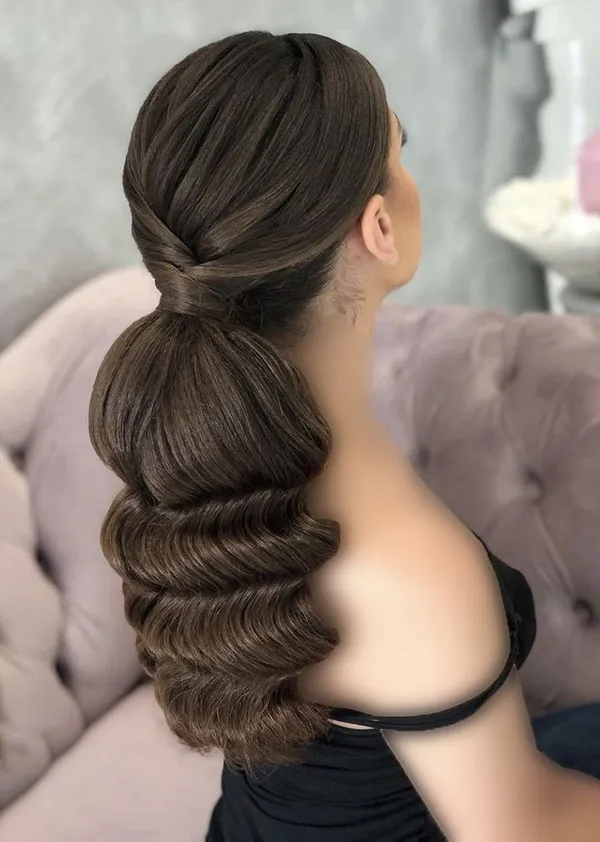 37 مدل موی دم اسبی شیک برای عروسی؛ ترکیب سادگی و لاکچری! 9 Stylish ponytail hairstyle for wedding 7
