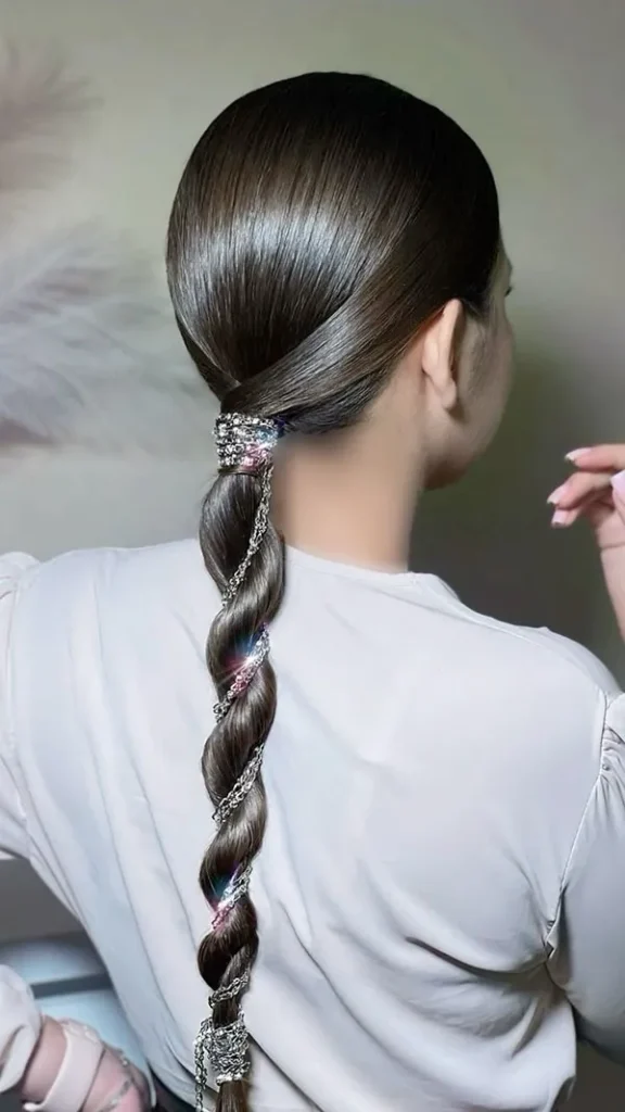 37 مدل موی دم اسبی شیک برای عروسی؛ ترکیب سادگی و لاکچری! 11 Stylish ponytail hairstyle for wedding 9