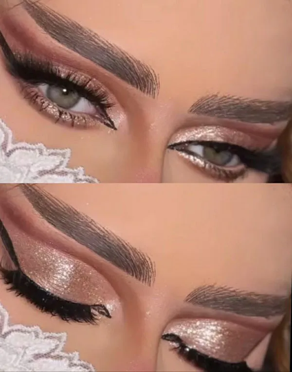 10 ایده اموزش سایه زدن چشم مجلسی؛ با این ترفندا چشمات درشت تر وجذاب تر میشه! 37 Tutorial on applying eyeshadow to the wedding dress 33