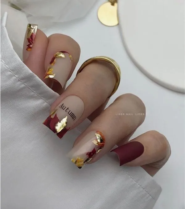 35 ایده کیوت دیزاین ناخن با ورق طلا؛ راهنمای کامل اجرای لاکچریترین ترند امسال ✨ 7 gold foil nail design diakoland 5