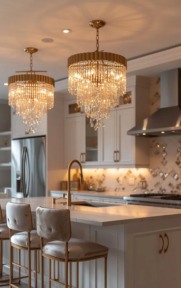 لوستر آشپزخانه چی بخریم؟ راهنمای انتخاب لوستر شیک و کاربردی + 35 ایده کیوت✨ 19 kitchen chandelier diakoland photo 36