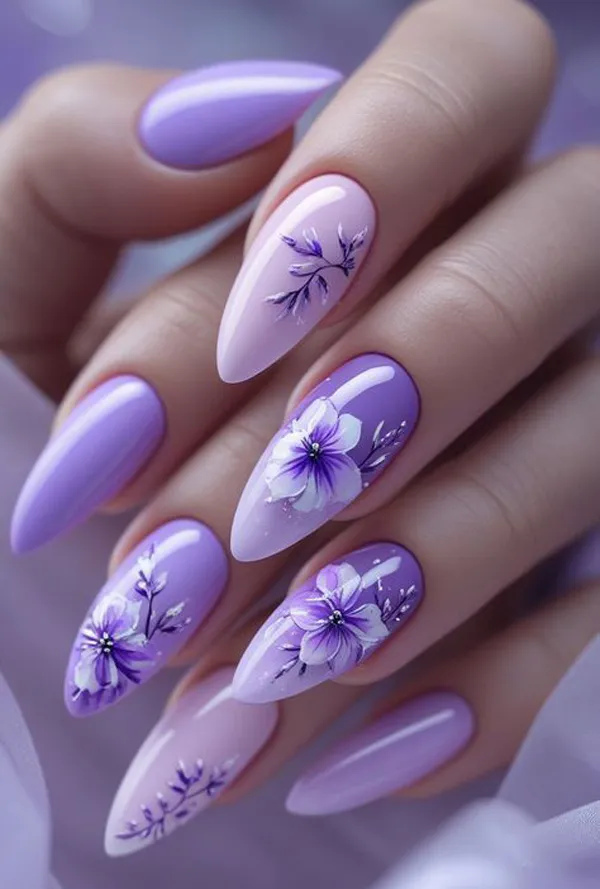 طراحی و دیزاین ناخن بنفش 2025؛ دیزاینایی که امسال ترند شدن و استایلتو خاصتر میکنن💜 11 purple nails trend diakoland photo 10