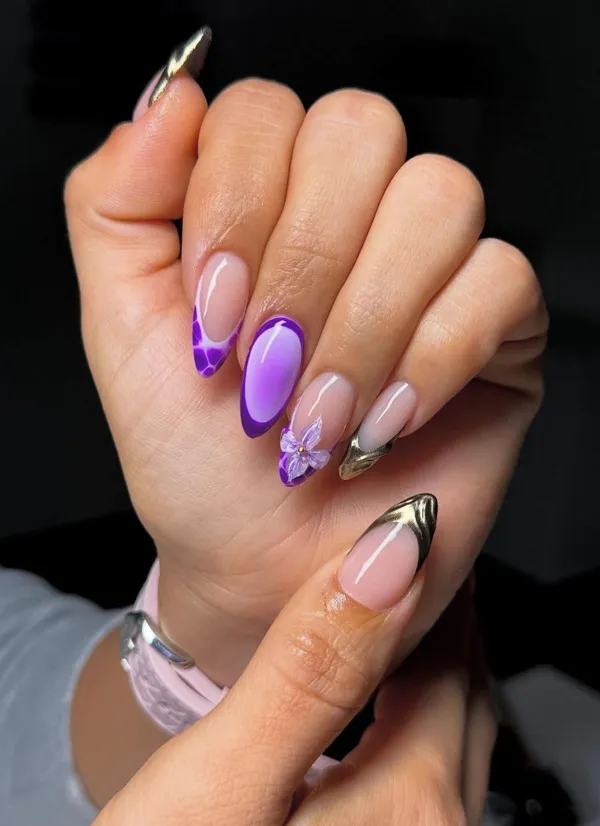طراحی و دیزاین ناخن بنفش 2025؛ دیزاینایی که امسال ترند شدن و استایلتو خاصتر میکنن💜 29 purple nails trend diakoland photo 25