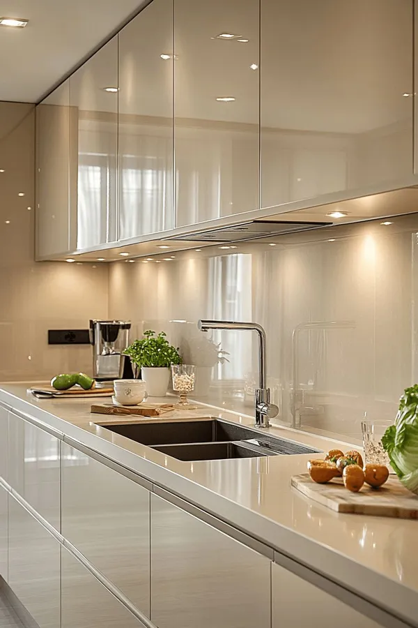 40 مدل رنگ کابینت های گلاس جدید | ترکیبهای جذاب برای آشپزخانه! 27 rang cabinet high gloss diakoland photo 16