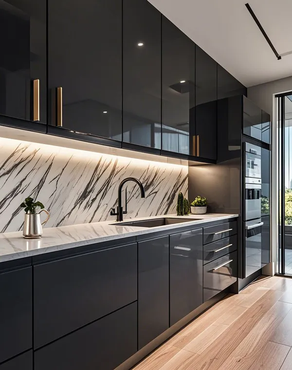40 مدل رنگ کابینت های گلاس جدید | ترکیبهای جذاب برای آشپزخانه! 29 rang cabinet high gloss diakoland photo 18