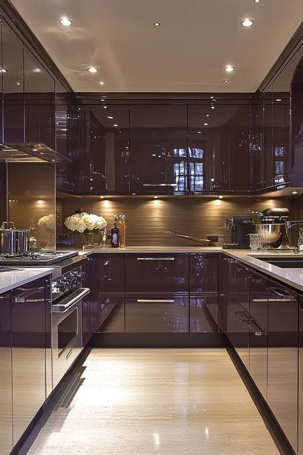 40 مدل رنگ کابینت های گلاس جدید | ترکیبهای جذاب برای آشپزخانه! 38 rang cabinet high gloss diakoland photo 29