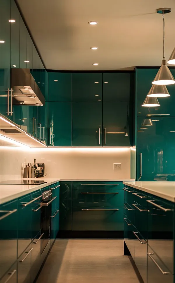 40 مدل رنگ کابینت های گلاس جدید | ترکیبهای جذاب برای آشپزخانه! 15 rang cabinet high gloss diakoland photo 8