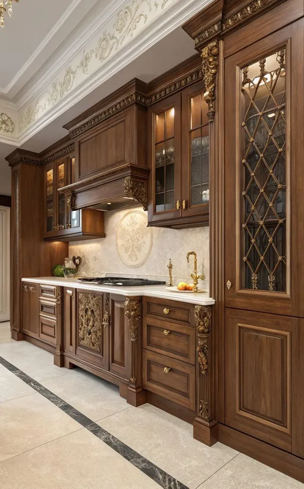 29 مدل کابینت رومی کیوت؛ شکوه کلاسیک در آشپزخانههای مدرن✨ 21 roman kitchen cabinets diakoland photo 17