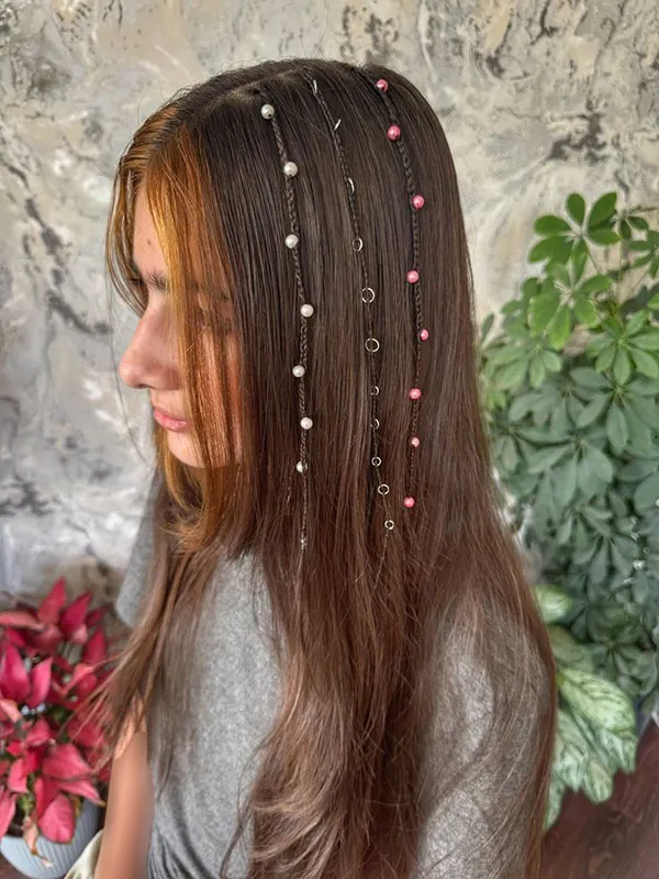 A few stylish and classy girls hair weaves with pearls 15