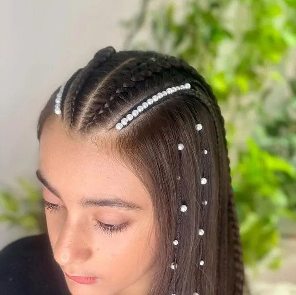 A few stylish and classy girls hair weaves with pearls 24