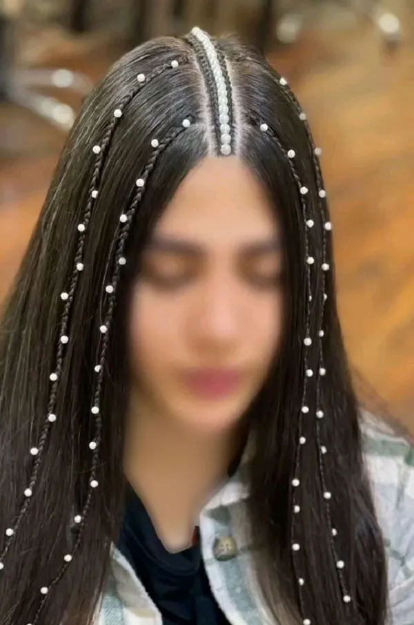A few stylish and classy girls hair weaves with pearls 3