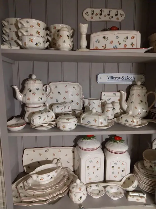 Arrangement of bridal china in the cabinet 2