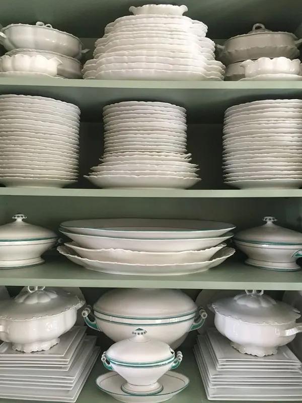 Arrangement of bridal china in the cabinet 23