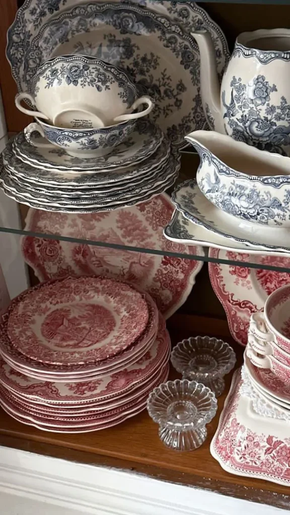 Arrangement of bridal china in the cabinet 25