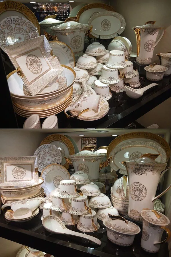 Arrangement of bridal china in the cabinet 6