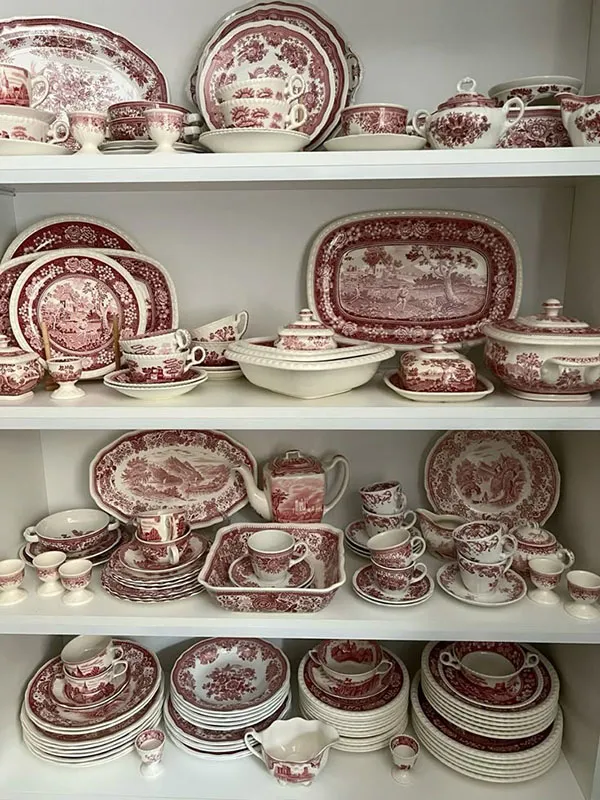 Arrangement of bridal china in the cabinet 7