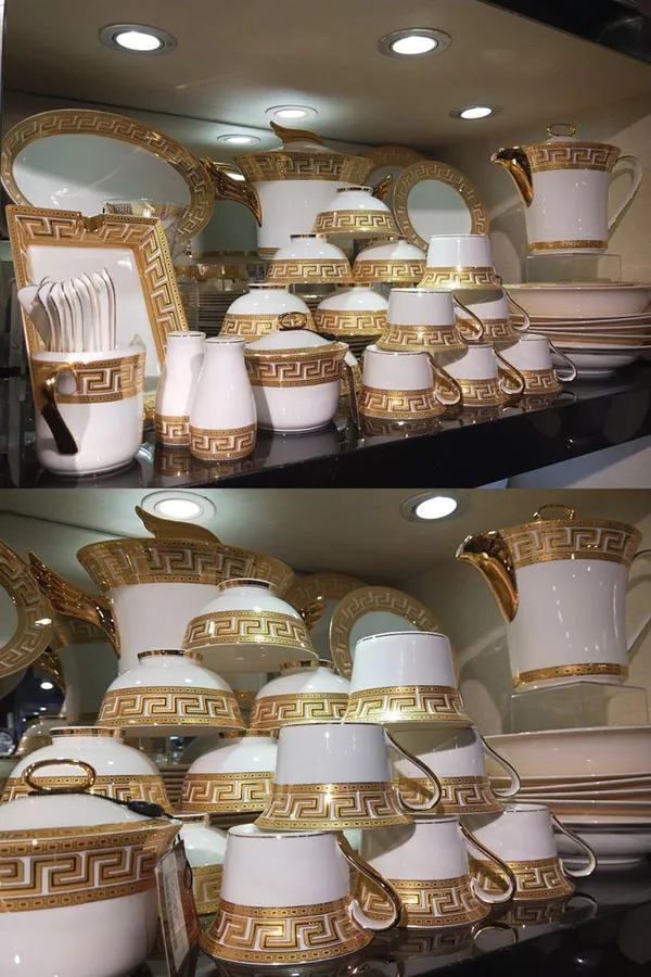 Arrangement of bridal china in the cabinet 9