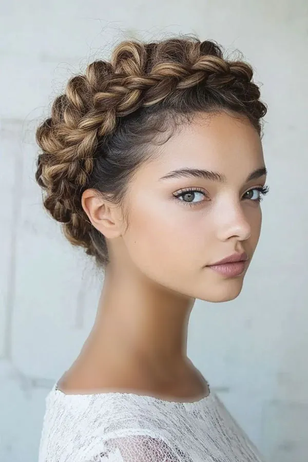 Bun hair weave in front of the head 12