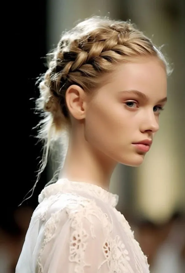 Bun hair weave in front of the head 17