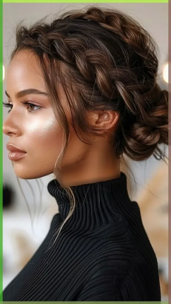 Bun hair weave in front of the head 19
