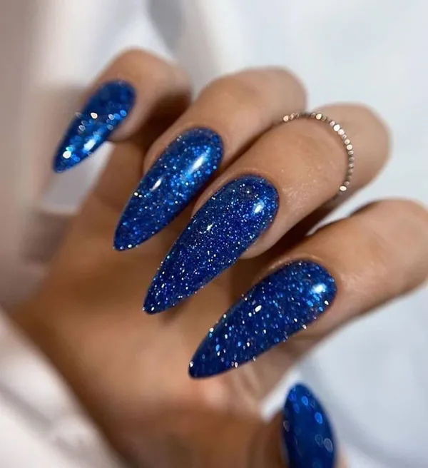 Chrome blue nails 12