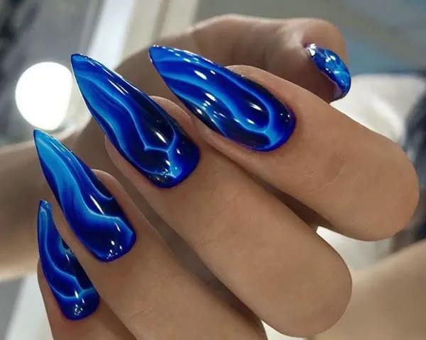 Chrome blue nails 16