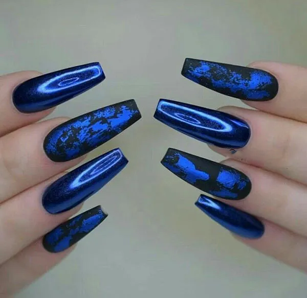 Chrome blue nails 17