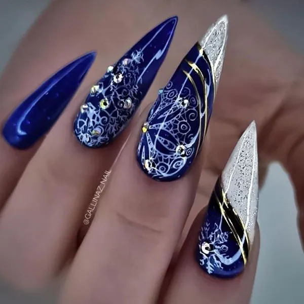 Chrome blue nails 18
