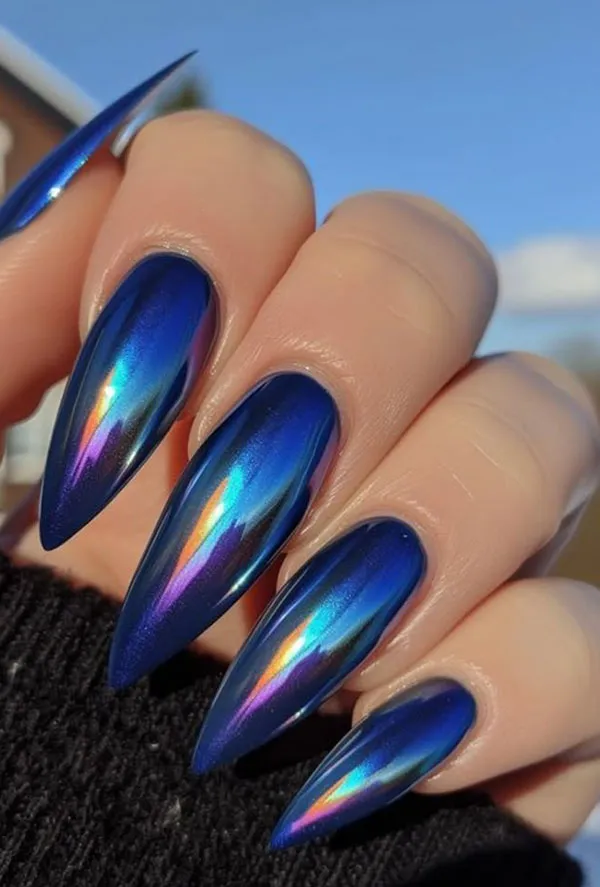 Chrome blue nails 20