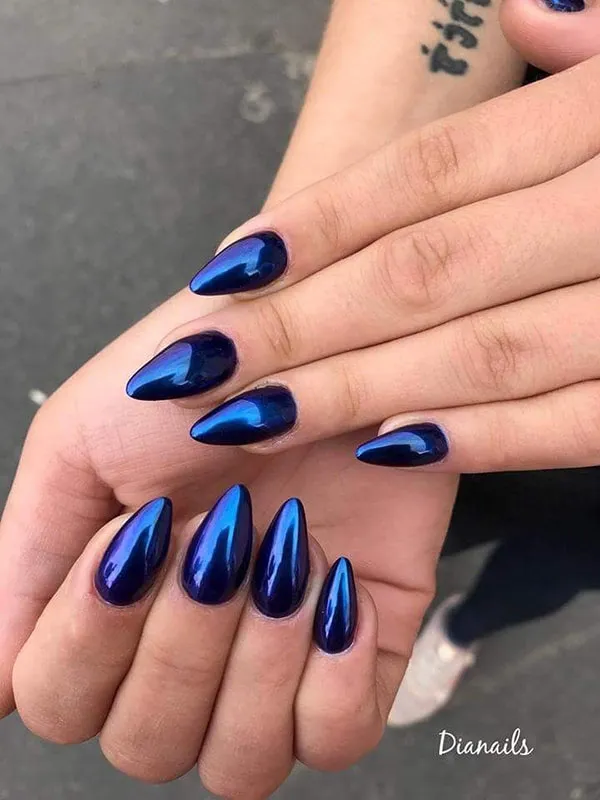 Chrome blue nails 27