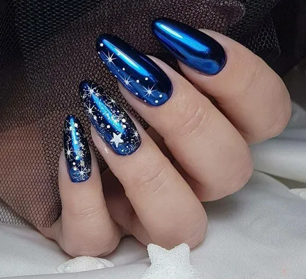 Chrome blue nails 29