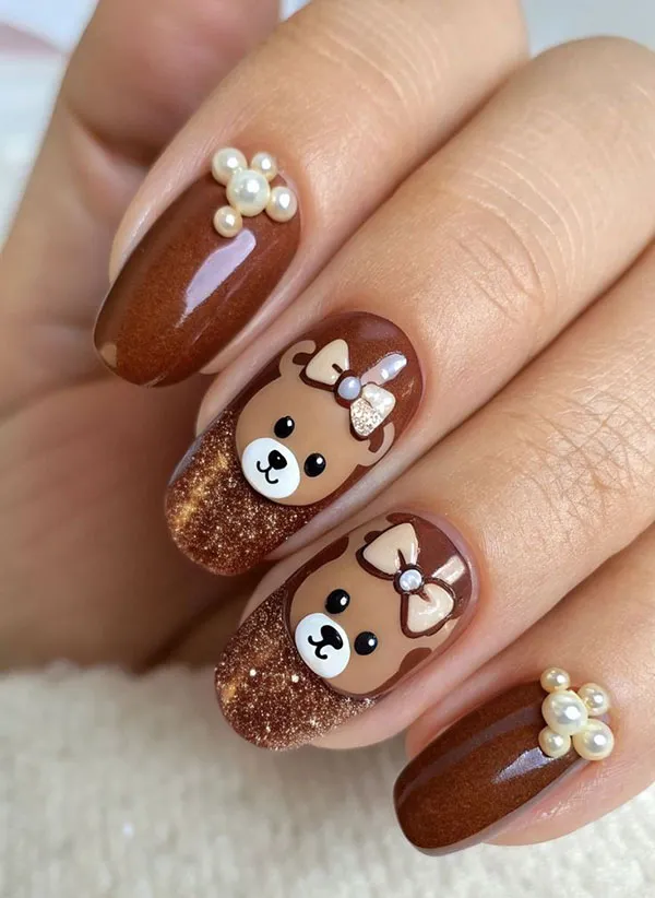 Cute bear nails for girls 17