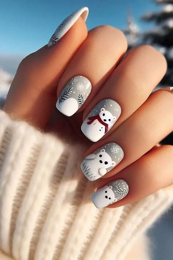Cute bear nails for girls 18