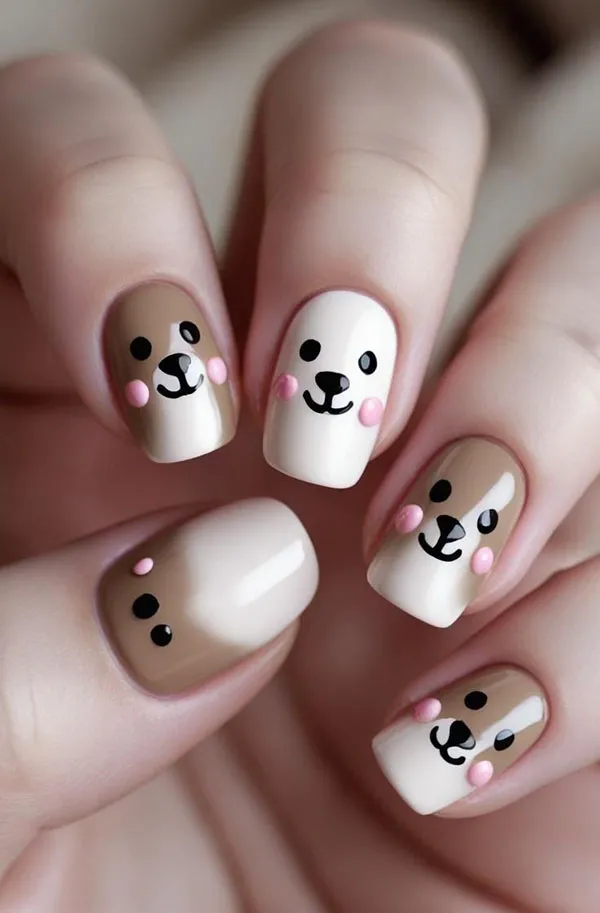 Cute bear nails for girls 6 1