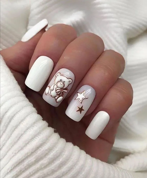 Cute bear nails for girls 8