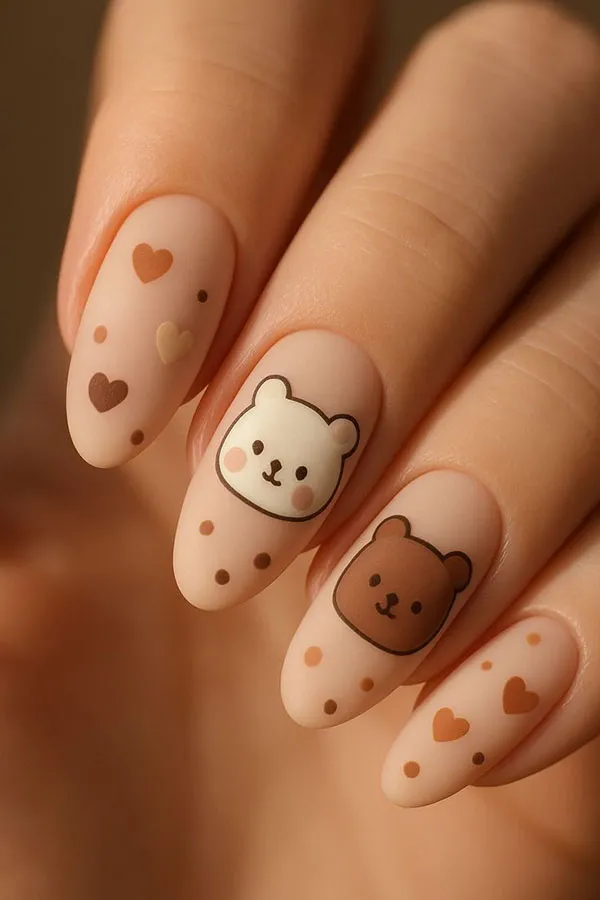 Cute bear nails for girls 9