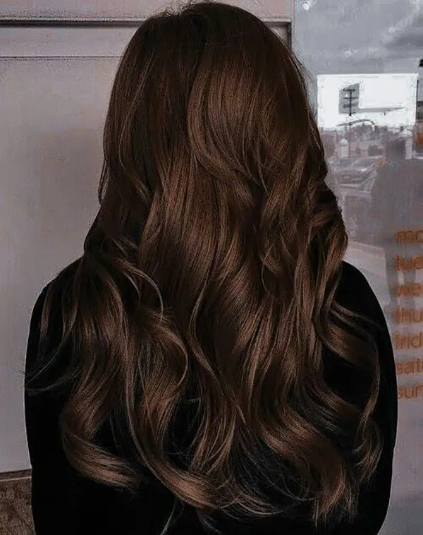 32 مدل رنگ مو قهوه ای شکلاتی تیره؛ ترند محبوب پاییز و زمستون 😍 18 Dark chocolate brown hair color 17