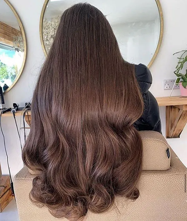 32 مدل رنگ مو قهوه ای شکلاتی تیره؛ ترند محبوب پاییز و زمستون 😍 24 Dark chocolate brown hair color 23