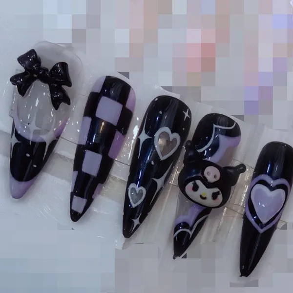 Dark chrome nail design 11