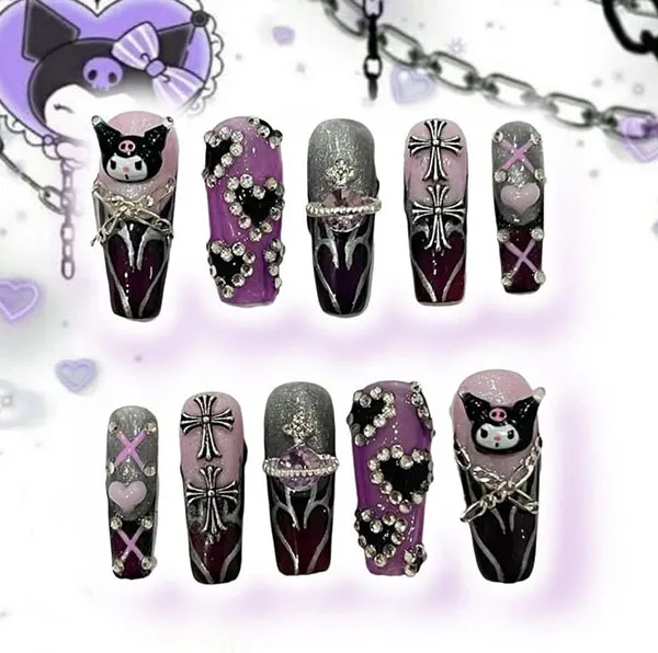 Dark chrome nail design 5