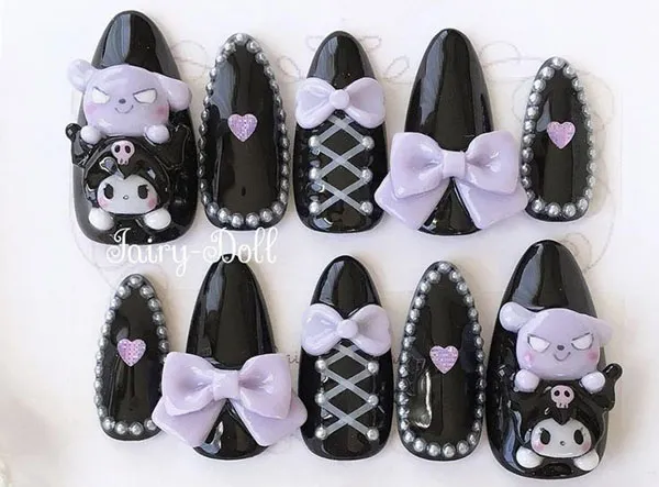 Dark chrome nail design 6