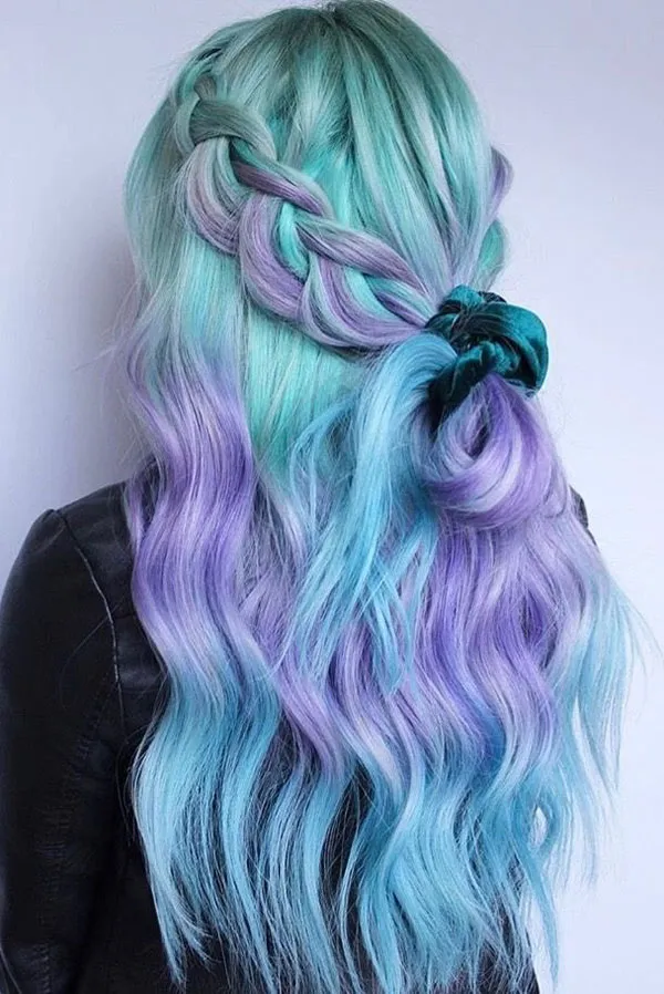 32 مدل رنگ مو فانتزی بدون دکلره؛تغییر خاص بدون آسیب به موها💜 18 Fantasy hair color without bleach 15