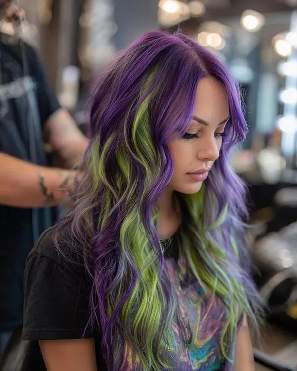 32 مدل رنگ مو فانتزی بدون دکلره؛تغییر خاص بدون آسیب به موها💜 21 Fantasy hair color without bleach 16