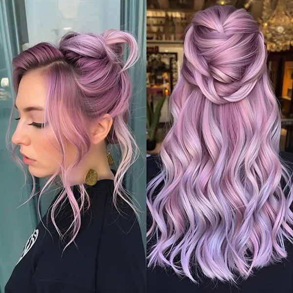 32 مدل رنگ مو فانتزی بدون دکلره؛تغییر خاص بدون آسیب به موها💜 23 Fantasy hair color without bleach 18