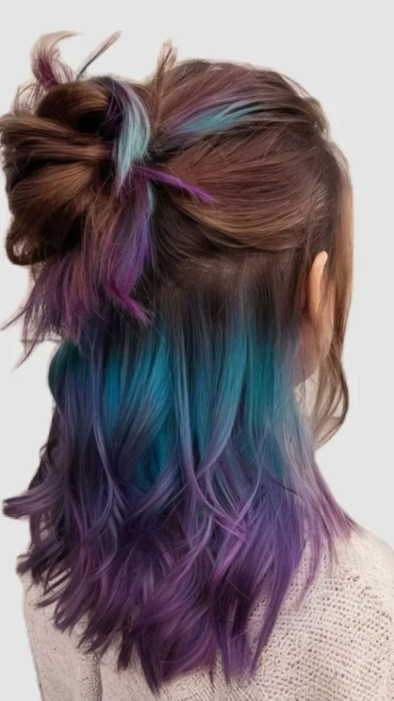 32 مدل رنگ مو فانتزی بدون دکلره؛تغییر خاص بدون آسیب به موها💜 25 Fantasy hair color without bleach 20