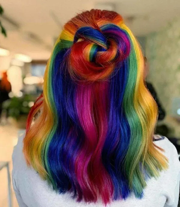 32 مدل رنگ مو فانتزی بدون دکلره؛تغییر خاص بدون آسیب به موها💜 26 Fantasy hair color without bleach 23
