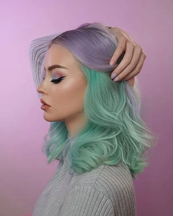 32 مدل رنگ مو فانتزی بدون دکلره؛تغییر خاص بدون آسیب به موها💜 29 Fantasy hair color without bleach 24
