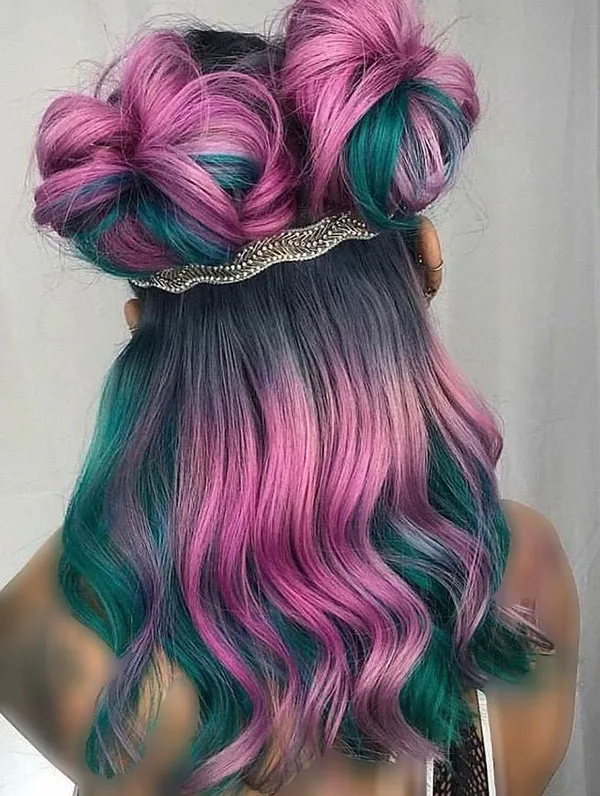 32 مدل رنگ مو فانتزی بدون دکلره؛تغییر خاص بدون آسیب به موها💜 10 Fantasy hair color without bleach 5