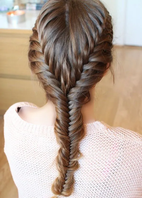 Fishtail braid hair tutorial 16